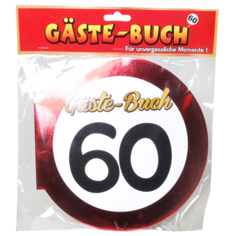 Udo Schmidt Gäste Buch 60 rund Verkehrsschild aus Pappe originelles Gästebuch für den 60. Geburtstag